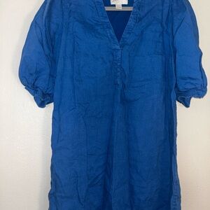 Blue V-Neck Puff Sleeve Women’s Top